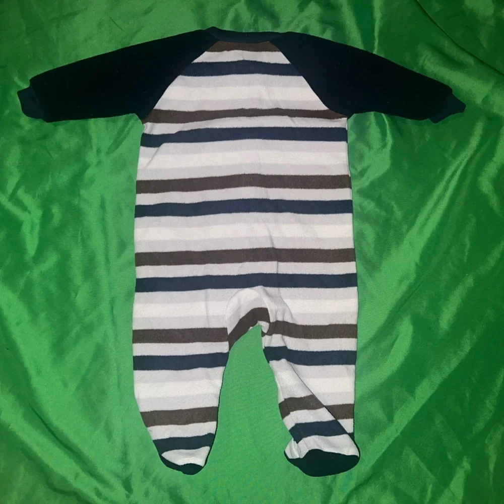 Carter's Big Guy Striped One Piece - Blue, Gray size 3-6 Months